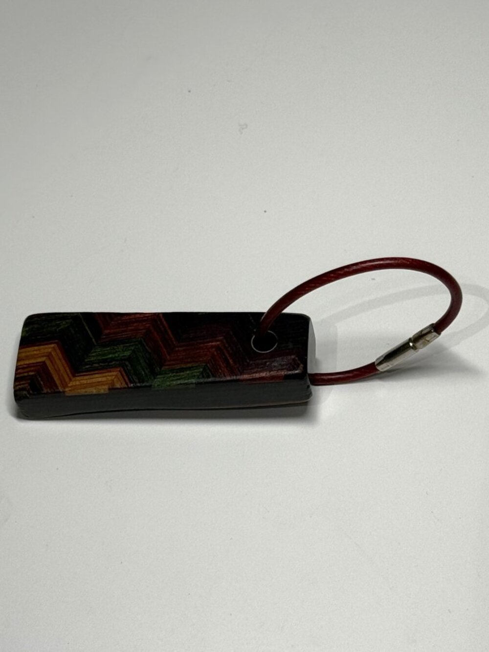 Santa Fe Inlaid Wood Unisex Keychain